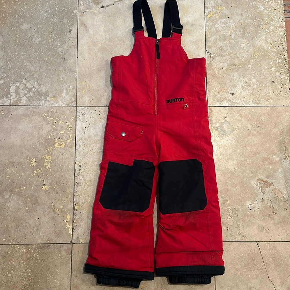 Red and black Burton Dry Ride Bibs size 4T
